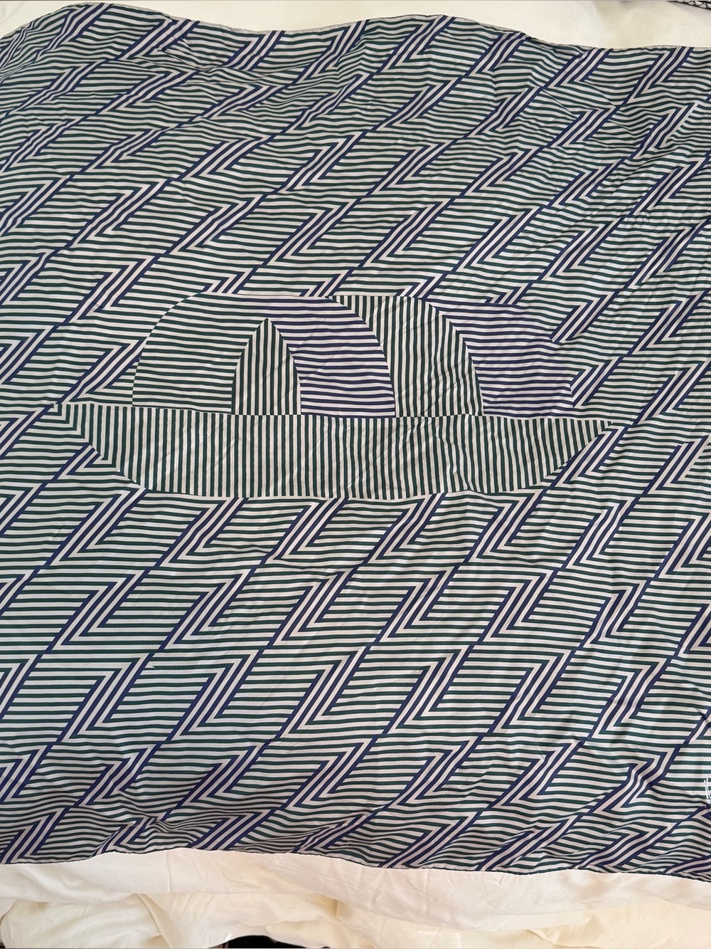 Striped Geometric Silk Scarf Italian Made - Blue/White